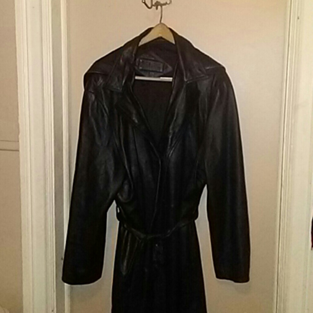 Men's XL Black Lambskin 'Bostonian' Trenc Coat